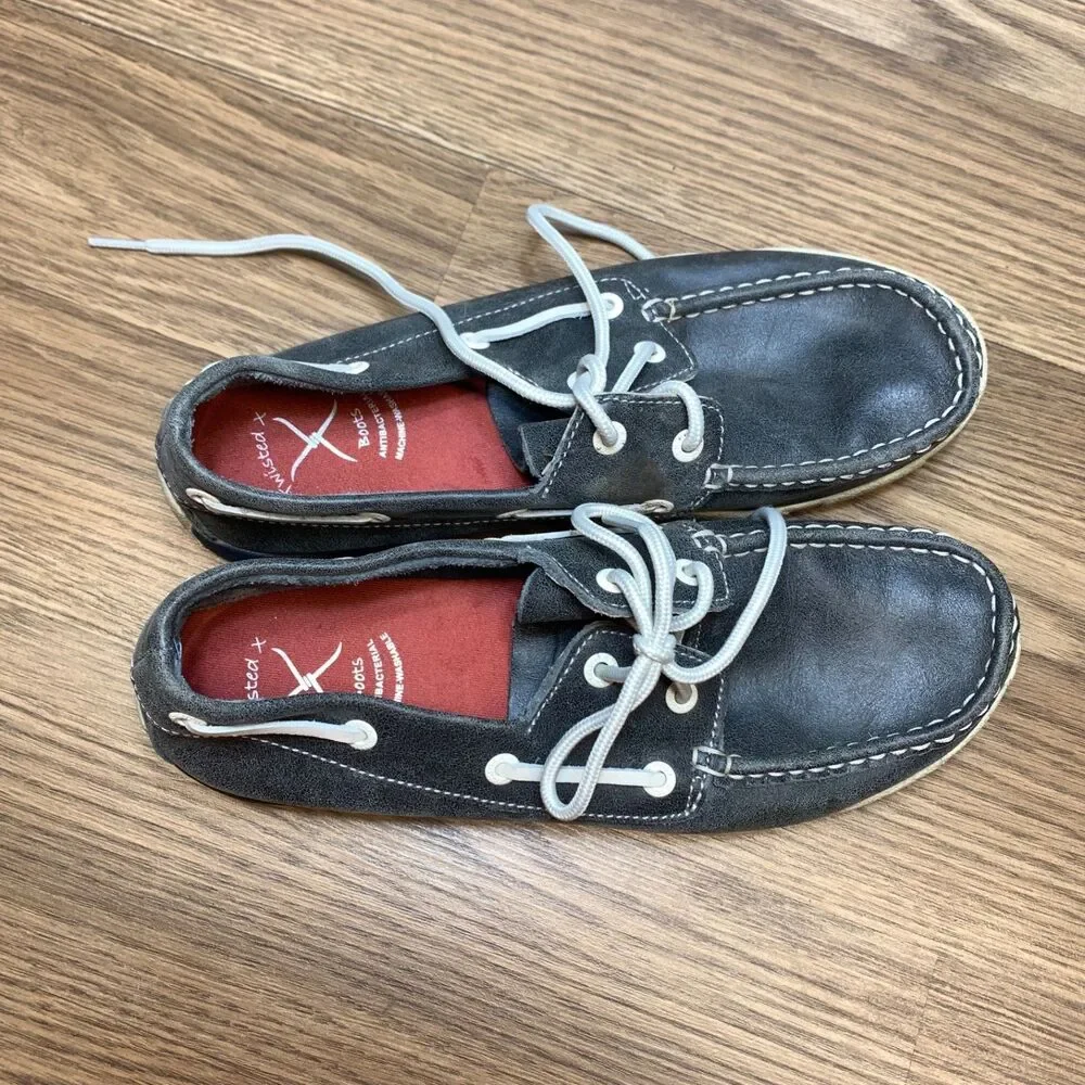 Twisted X Women’s Leather‎ Driving Mocs Boat Shoes Gray Size 7.5M WDM0004